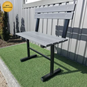 Кладбищенская скамья со спинкой и сиденьем из ДПК (древесно-полимерного композита).