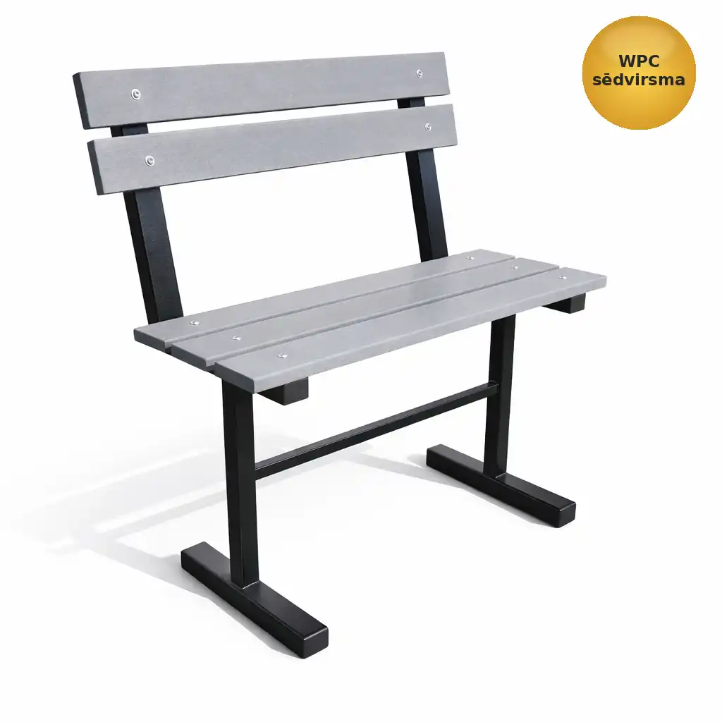 Скамейка для кладбища SOL-10 kapu soliņš ar atzveltni un WPC sēdvirsmu