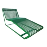 Metāla atpūtas šezlonga sols ar stienīšiem, zaļš, sānskats