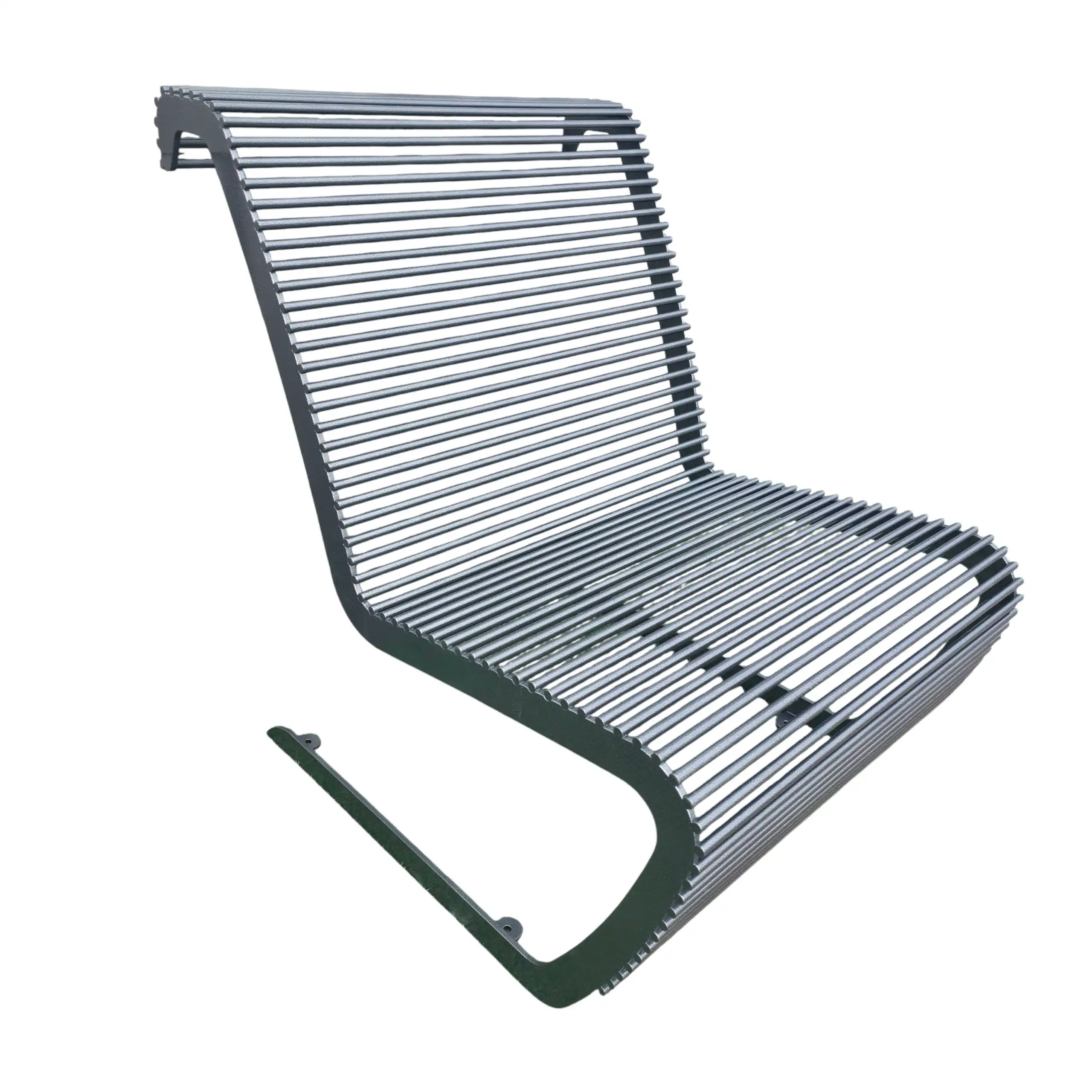 Parka sols AS-3 AS-3 metal park bench with powder-coated steel rod slats and cantilever base — front angle