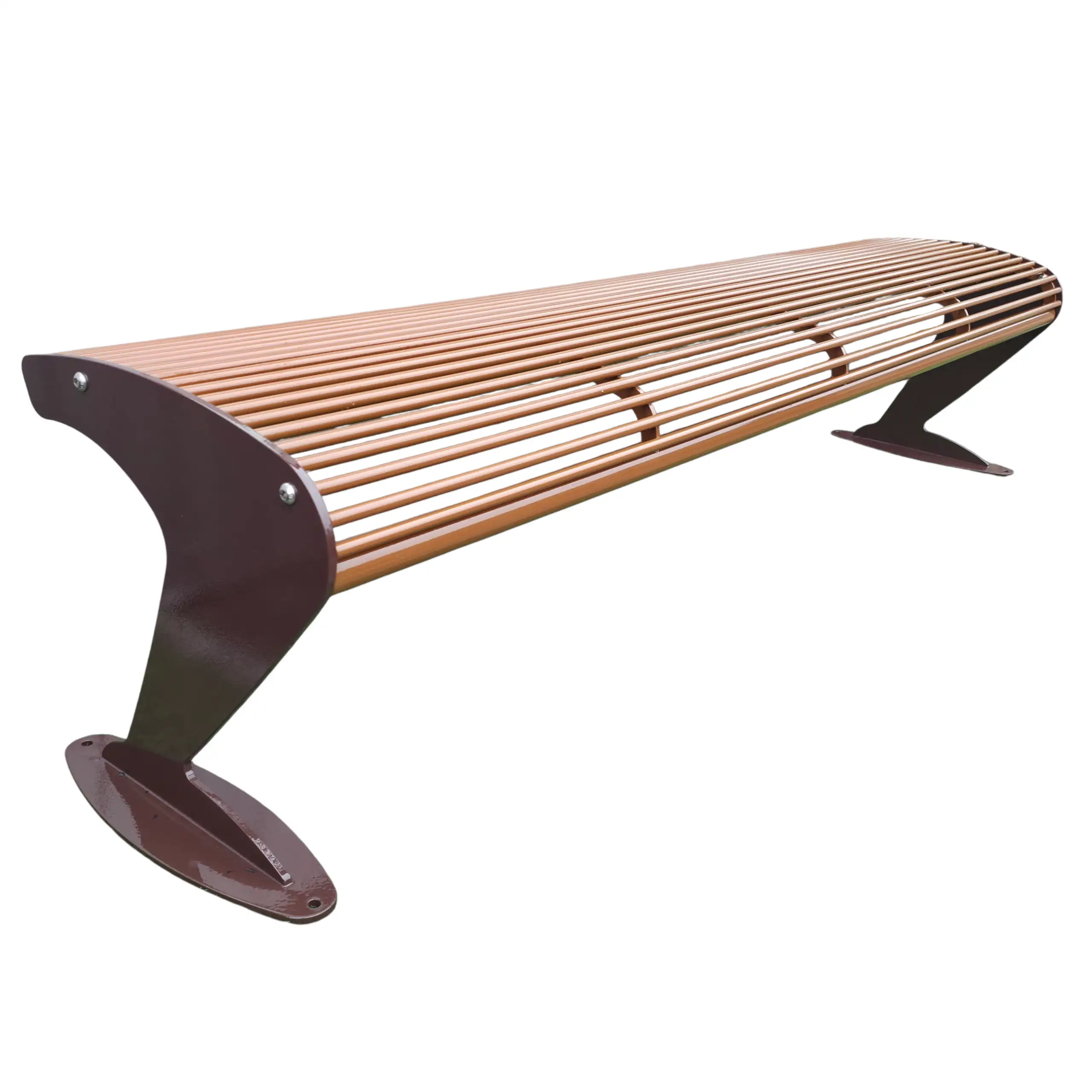 Парковая скамейка AS-9 Garš metāla stienīšu pilsētvides sols ar metāla kājām uz balta fona