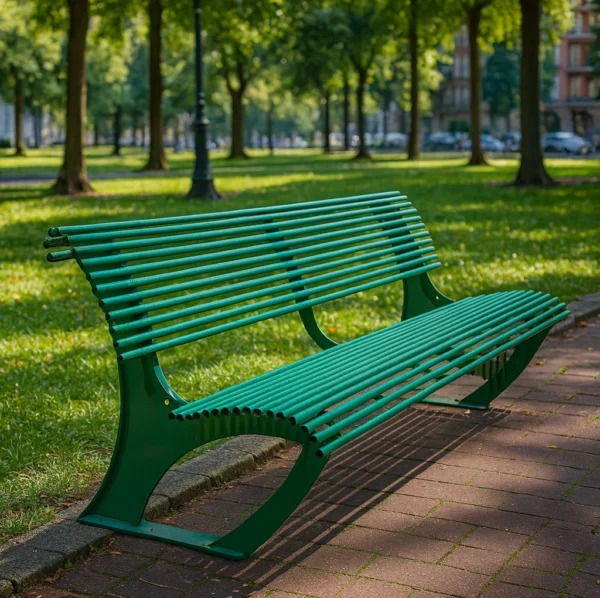 Metāla parka sols zaļā krāsā parkā – RGR Pluss āra mēbeles